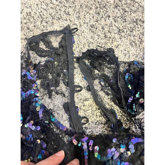 VINTAGE DESIGNER Sequin Lace Ball Gown, Mignon Ann Marie Gabalis‎ Blue Plaid - Picture 5 of 16